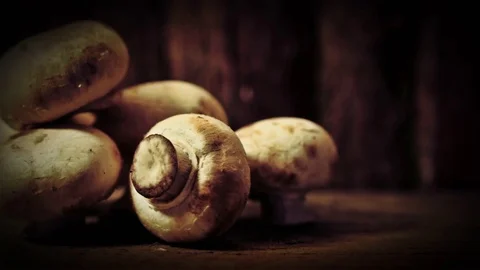 Mushrooms rustic background 4K stock footage Stock Footage 83254515