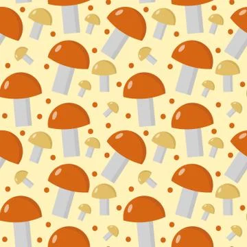 Mushrooms seamless pattern. Boletus edulis endless background, texture. Veg.. Stock Illustration
