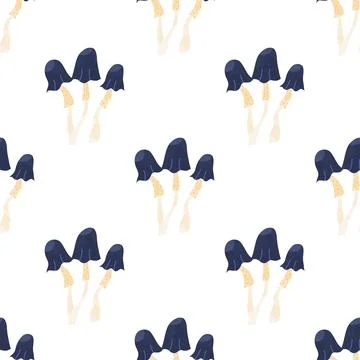 Mushrooms seamless pattern in hand drawn style. Doodle vector illustration. D Stock Illustration