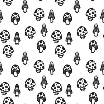 Mushrooms seamless pattern Illustrazione stock