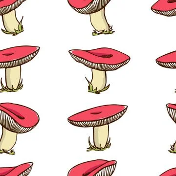 Mushrooms seamless pattern Stock Illustration