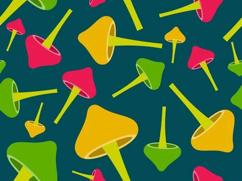 Mushrooms seamless pattern. Mushrooms on a stem. Hallucinogenic mushrooms o.. Stock-Illustration