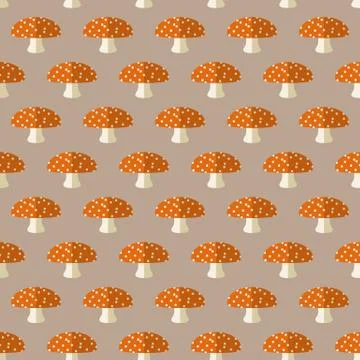 Mushrooms seamless pattern vector background flat design Stock Illustration