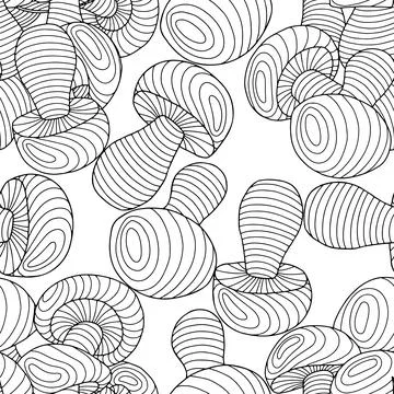 Mushrooms. Seamless pattern. Vector Stock Illustration
