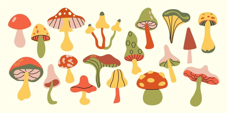 Mushrooms set Stock Illustration