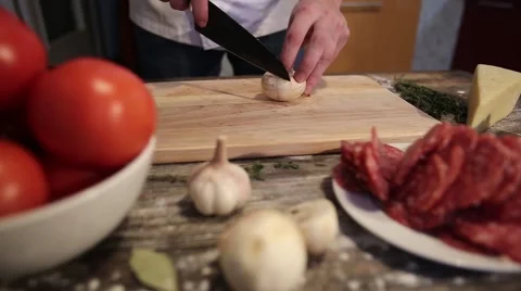 Mushrooms sliced Stock Footage 58418443