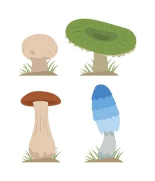 Mushrooms vector illustration set different types isolated on white background Stock Illustration
