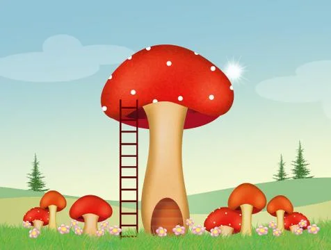 Mushrooms in the woods Illustrazione stock
