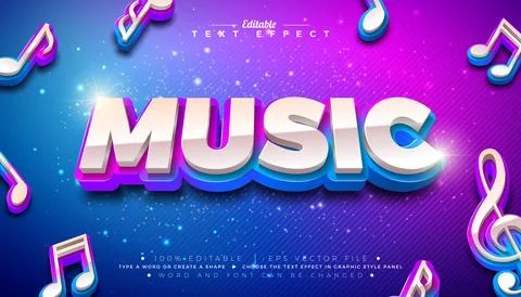 Music 3D Text Effect Design Editable and Scalable Vector Graphic Style Effect 스톡 일러스트