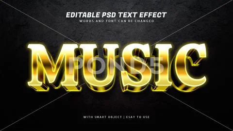 Music 3d yellow gradient text effect PSD Template
