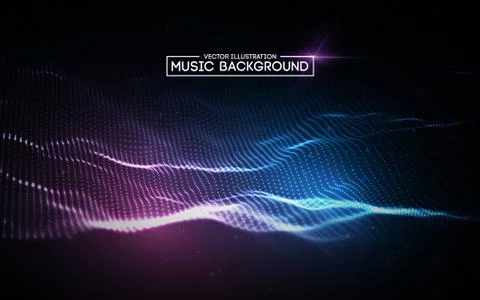 Music abstract background blue. Equalizer for music, showing sound waves with Stock Illustration