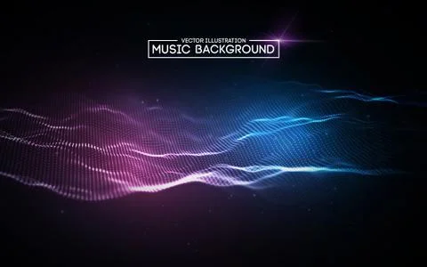 Music abstract background blue. Equalizer for music, showing sound waves with Stock Illustration