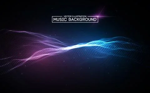 Music abstract background blue. Equalizer for music, showing sound waves with Illustrazione stock