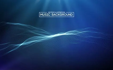 Music abstract background blue. Equalizer for music, showing sound waves with Stock Illustration