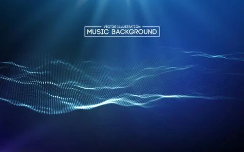Music abstract background blue. Equalizer for music, showing sound waves with Stock Illustration