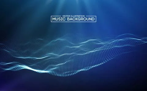 Music abstract background blue. Equalizer for music, showing sound waves with Illustrazione stock