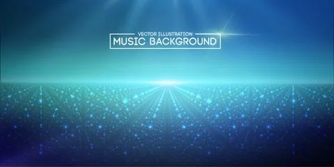 Music abstract background blue. Equalizer for music, showing sound waves with Illustrazione stock