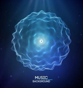 Music abstract background blue. Equalizer for music, showing sound waves with Stock Illustration