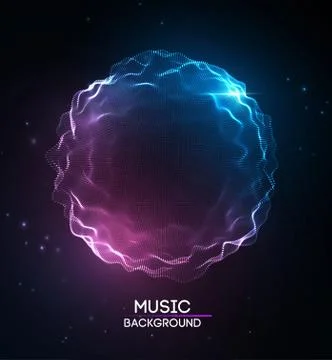 Music abstract background blue. Equalizer for music, showing sound waves with Illustrazione stock