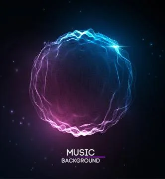 Music abstract background blue. Equalizer for music, showing sound waves with Stock Illustration