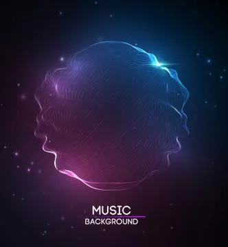 Music abstract background blue. Equalizer for music, showing sound waves with Illustrazione stock