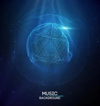 Music abstract background blue. Equalizer for music, showing sound waves with Illustrazione stock