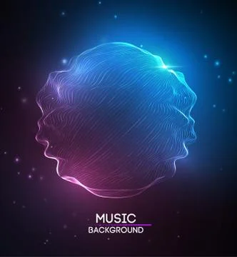 Music abstract background blue. Equalizer for music, showing sound waves with Stock Illustration