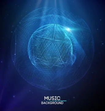 Music abstract background blue. Equalizer for music, showing sound waves with Stock Illustration