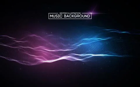 Music abstract background blue. Equalizer for music, showing sound waves with Illustrazione stock