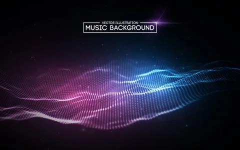 Music abstract background blue. Equalizer for music, showing sound waves with 스톡 일러스트