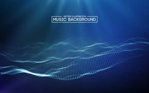 Music abstract background blue. Equalizer for music, showing sound waves with Illustrazione stock