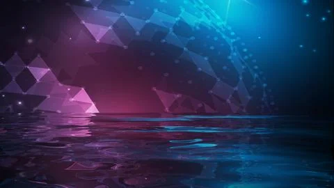 Music abstract sphere background with reflection in water. Music background Illustrazione stock