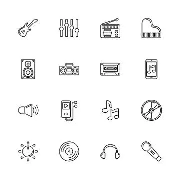 Music and Sound - Flat Vector line Icons Illustrazione stock