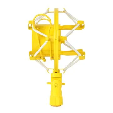 Music and sound - Side view yellow microphone mic shock mount Stock Photos