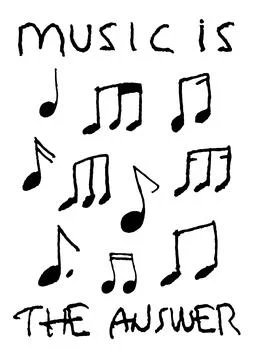 Music is the answer phrase concept graphic Stock Illustration