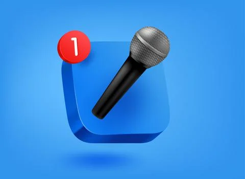 Music app concept. 3d vector mobile application icon with notification Stock Illustration