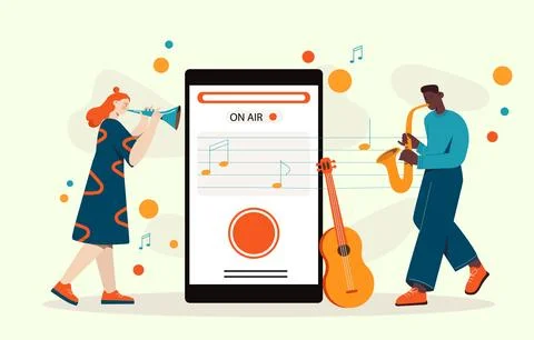 Music app live streaming concept. Vector illustration Stock Illustration