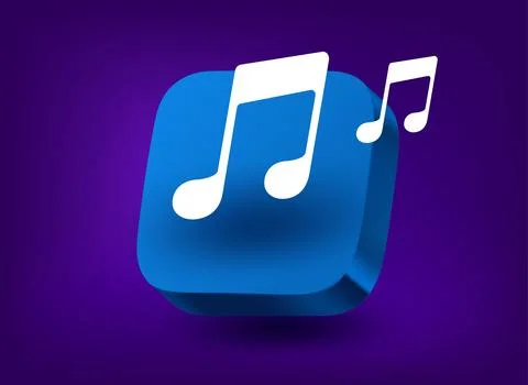 Music application concept with two notes. Vector 3d application icon 스톡 일러스트