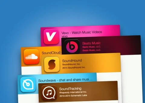 Music applications on computer display Stock Illustration