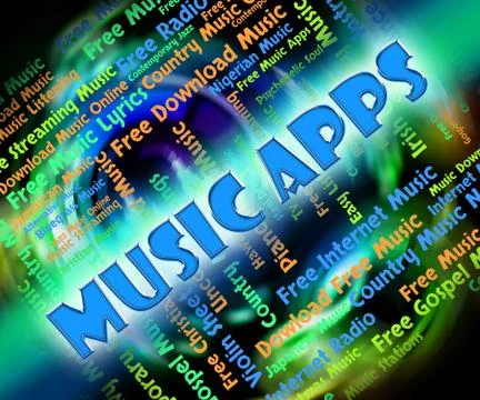Music Apps Means Application Software And Acoustic Stock Illustration