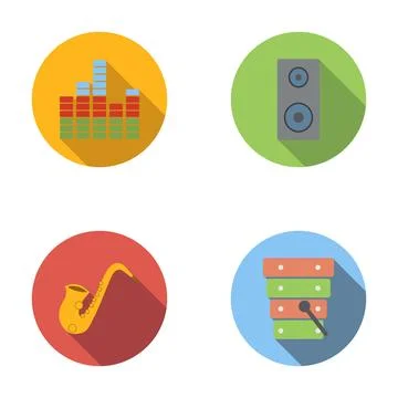 Music audio instruments flat design concept icons 스톡 일러스트