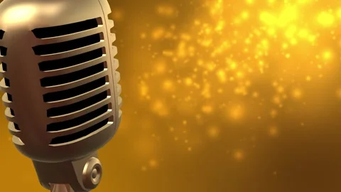 Music Awards Background Loop. Golden Microphone. Stock Footage 346740904