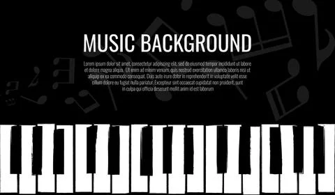Music background with abstract distorted piano keys and music notes Stock Illustration