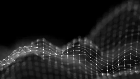 Music background. Big Data Particle Flow Visualisation. Science infographic Illustrazione stock