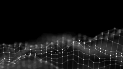 Music background. Big Data Particle Flow Visualisation. Science infographic Illustrazione stock