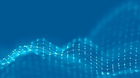 Music background. Big Data Particle Flow Visualisation. Science infographic Illustrazione stock