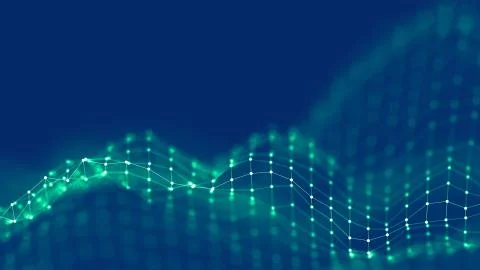 Music background. Big Data Particle Flow Visualisation. Science infographic Illustrazione stock
