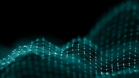 Music background. Big Data Particle Flow Visualisation. Science infographic Illustrazione stock