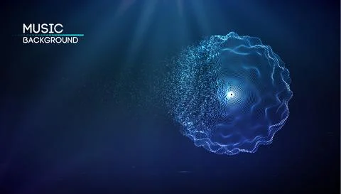 Music background line flow. Vector particle big data visualisation of matrix Stock Illustration