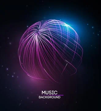 Music background line flow. Vector particle big data visualisation of matrix Stock Illustration